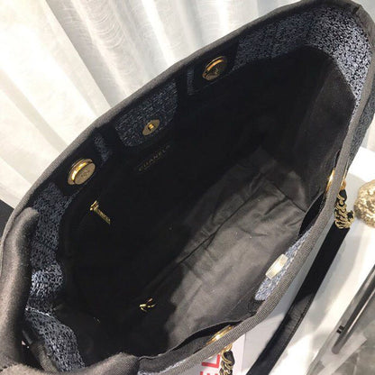 Chanel Deauville Chain Shoulder Tote Bag Dark Grey For Women, Women&#8217;s Handbags, Shoulder Bags 13.3in/34cm A66939