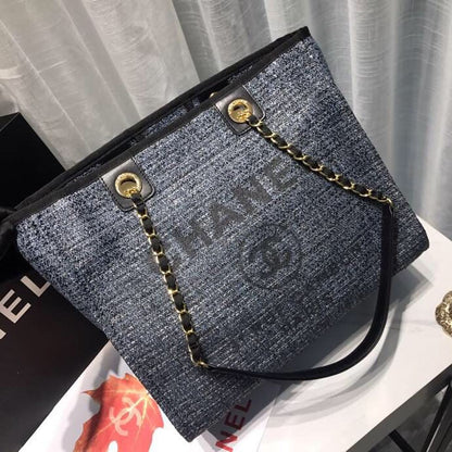 Chanel Deauville Chain Shoulder Tote Bag Dark Grey For Women, Women&#8217;s Handbags, Shoulder Bags 13.3in/34cm A66939