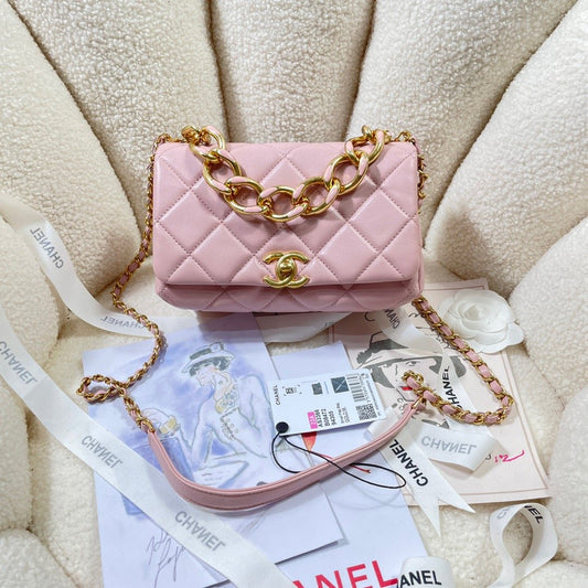 Chanel Flap Bag Gold Hardware PiNike For Women, Women’s Handbags, Shoulder Bags 7.9in/20cm AS3366