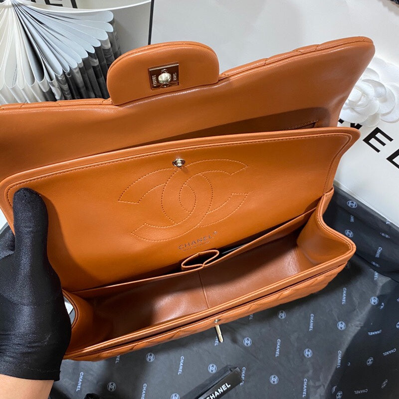 ChanelLarge Classic Handbag Silver Hardware Brown For Women, Women’s Handbags, Shoulder Bags 11.8in/30cm
