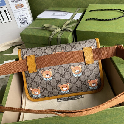 gg Ophidia Belt Bag Beige And Orange gg Supreme Canvas For Women  8.7in/22cm gg  ‎