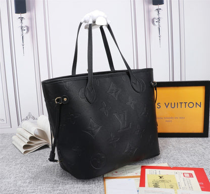 Louis Vuitton Neverfull MM Tote Bag Monogram Empreinte Black For Women, Women&#8217;s Handbags, Shoulder Bags 12.2in/31cm LV M45685