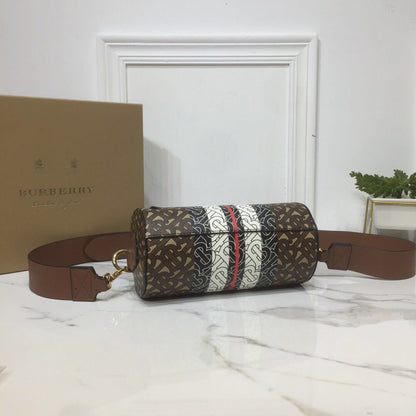 BB The Monogram Stripe E-canvas Barrel Bag For Women, Bags 8.3in/21cm