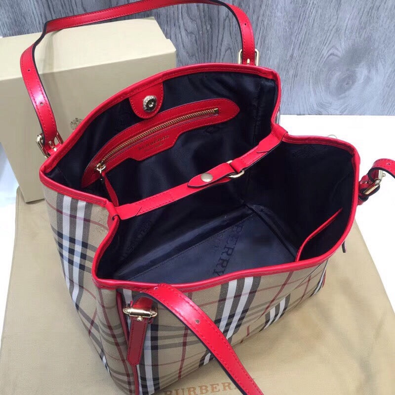 BB The Small Canter Horseferry Check Tote Red For Women, Women’s Bags 11.6in/29.5cm