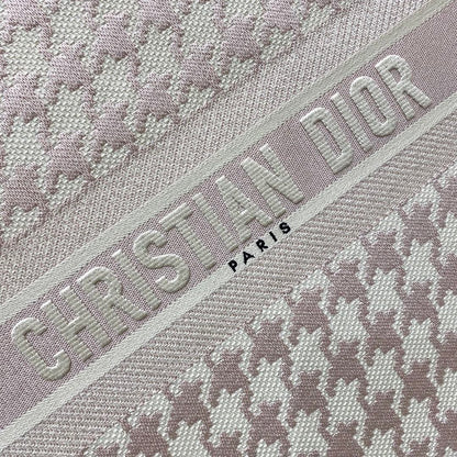 DI Large Book Tote Pale Pink Houndstooth Embroidery, Pink, For Women Women’s Handbags, Shoulder Bags, 42cm CD