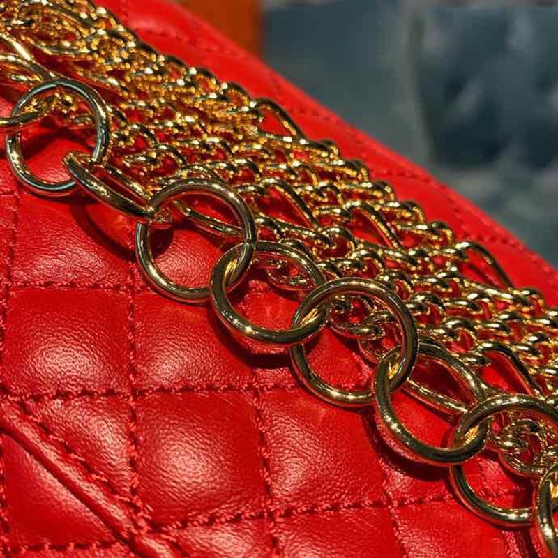 gg Ladies Hibiscus Red Quilted Chain Belt Bag For Women 8in/21cm gg