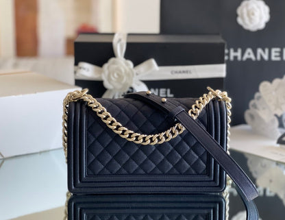 ChanelMedium Boy Handbag Dark Blue For Women 9.8in/25cm A67086