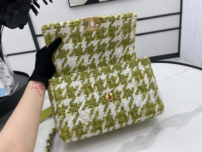 CHL 19 Large Handbag Gold Hardware Green For Women, Women’s Handbags, Shoulder Bags 11.8in/30cm