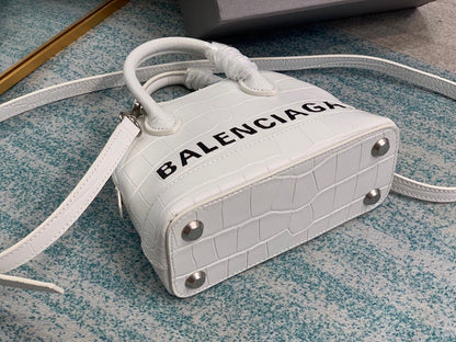 Balen Ville Mini Handbag In White, For Women,  Bags 4.7in/12cm