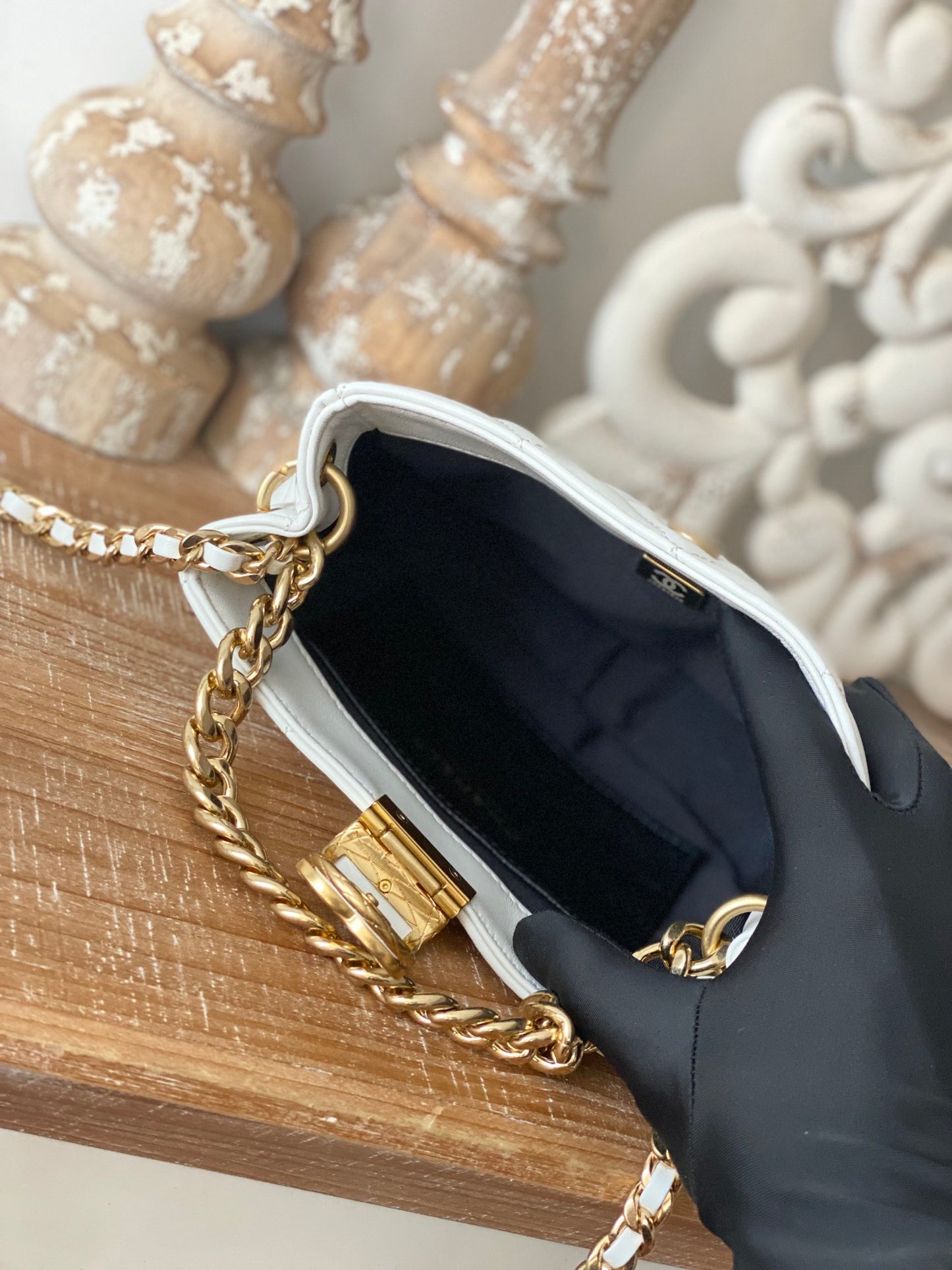 ChanelSmall Hobo Bag Gold Hardware White For Women, Women’s Handbags, Shoulder Bags 7.5in/19cm