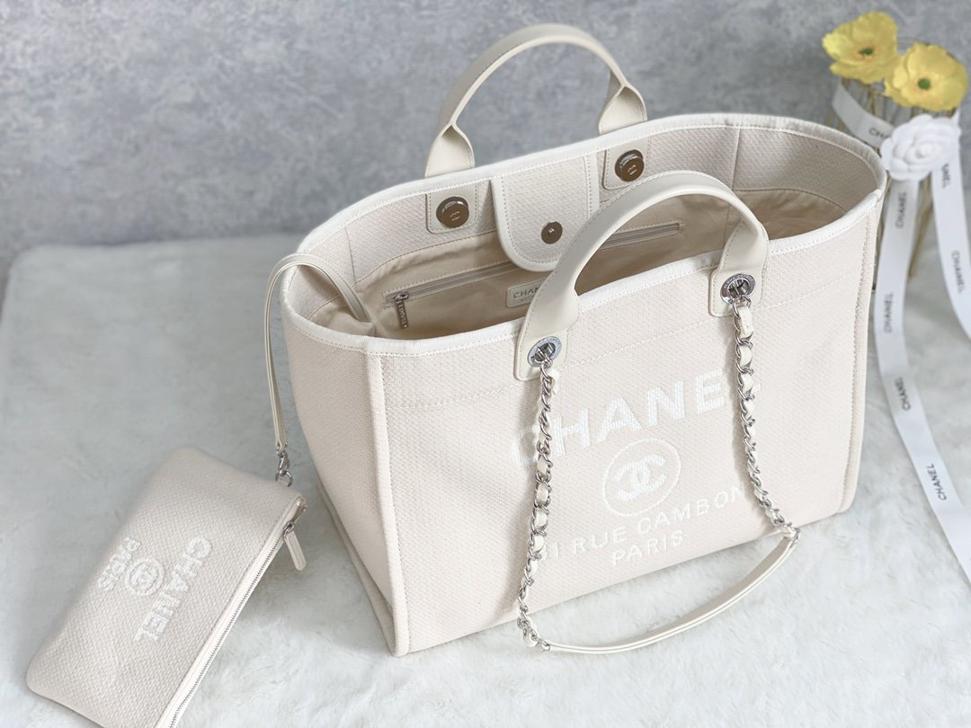 ChanelSmall Shopping Bag Silver Hardware Cream For Women, Women’s Handbags, Shoulder Bags 15.2in/39cm AS3257