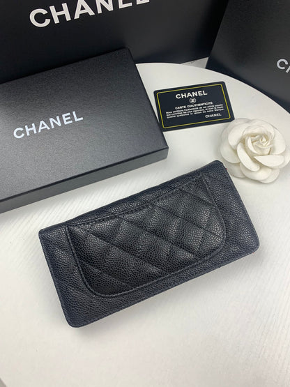 CHL BLACK CAVIAR LEATHER CLASSIC LONG FLAP WALLET 19.5CM