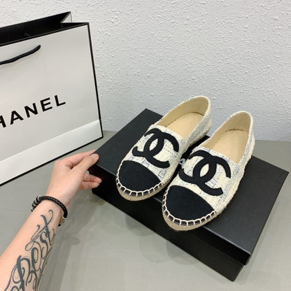 CHL WHITE BLUE BLACK TWEED CC ESPADRILLES SLIP ON