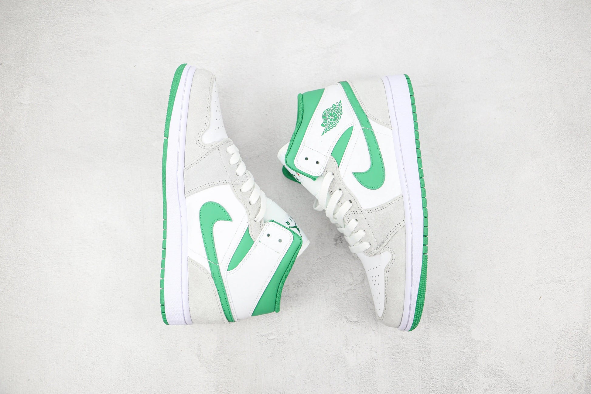 Designer Air Jordan 1 Green Grey Mid High Q ( Customs And Box ), Jordan 1 Sneakers Active