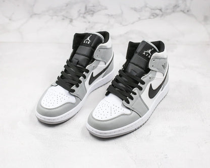 Designer Jordan 1 Mid “Light Smoke Grey” High Q ( Customs And Box ), Jordan 1 Sneakers FREE SHIPPING