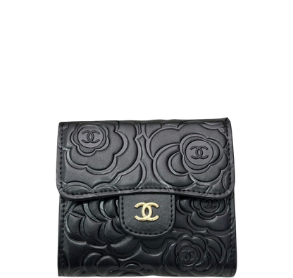CHL SMALL FLORAL WALLET BLACK 11.5CM