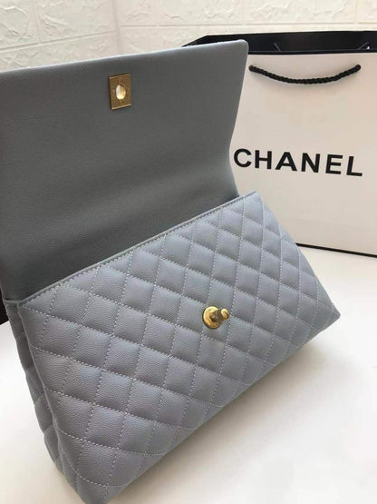 CHL LARGE FLAP BAG WITH TOP HANDLE LIGHT GREY