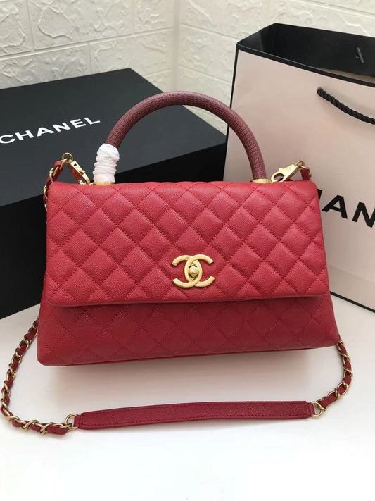 ChanelLarge Flap Bag With Top Handle Red For Women, Women’s Handbags, Shoulder And Crossbody Bags 11in/28cm A92991
