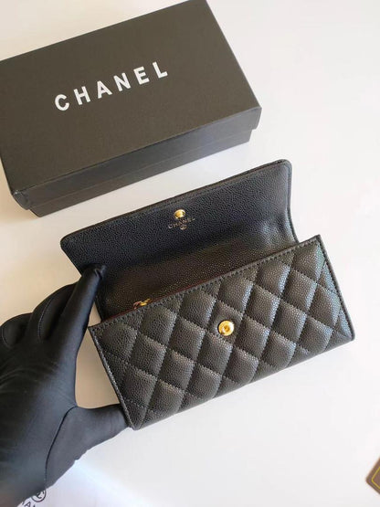 CHL 19 QUILTED BLACK LEATHER WALLET