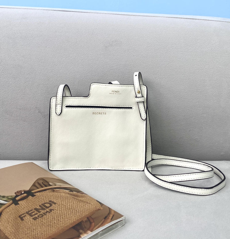 FI Bustine 2 Pockets Mini White Bag For Woman 16cm/6in