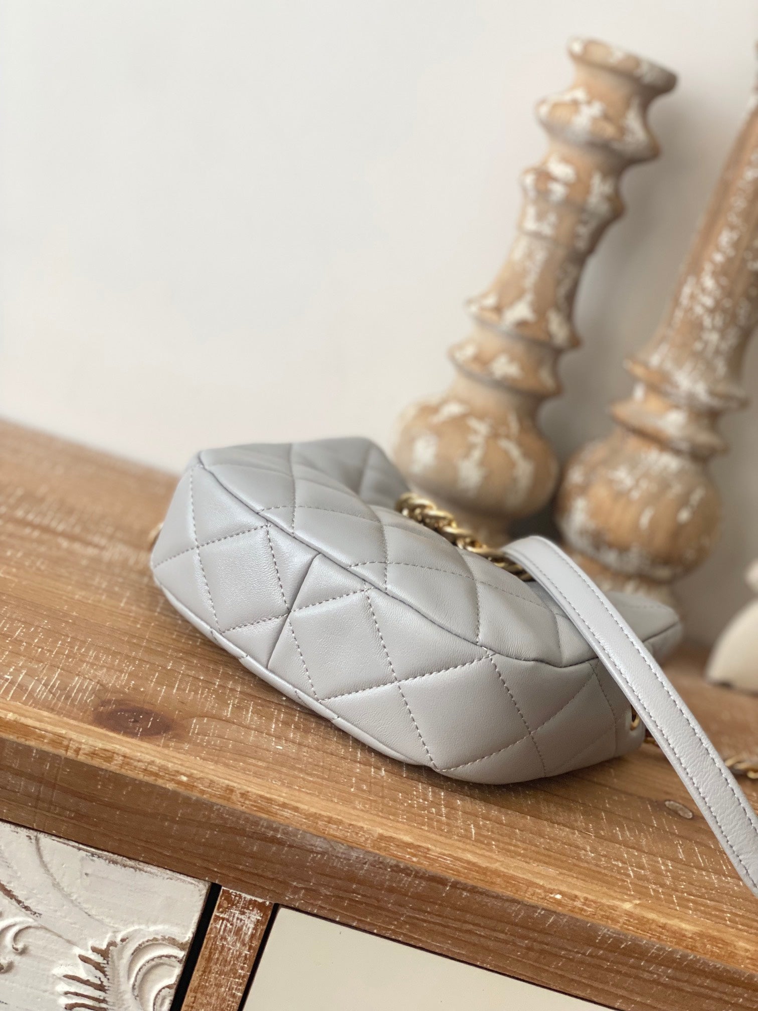 ChanelSmall Hobo Bag Gold Hardware Grey For Women, Women’s Handbags, Shoulder Bags 7.5in/19cm