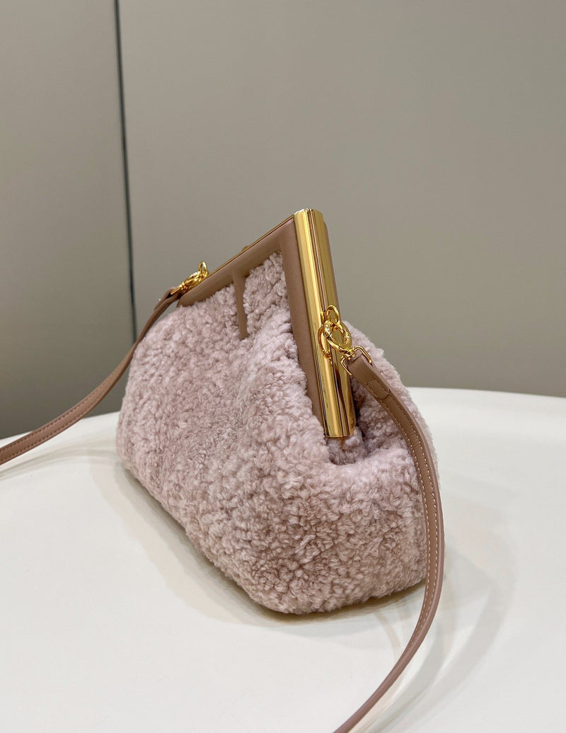 FI First Small Pink Mink Bag For Woman 26cm/10in