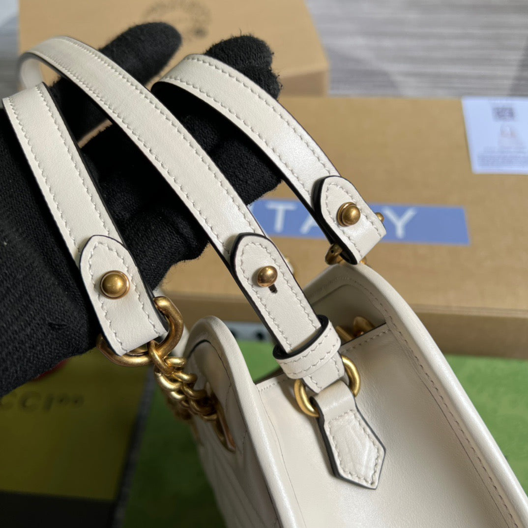 gg Marmont Matelasse Mini Bag White For Women, Women&#8217;s Bags 7.5in/19cm gg ‎696123 DTDHT 9022