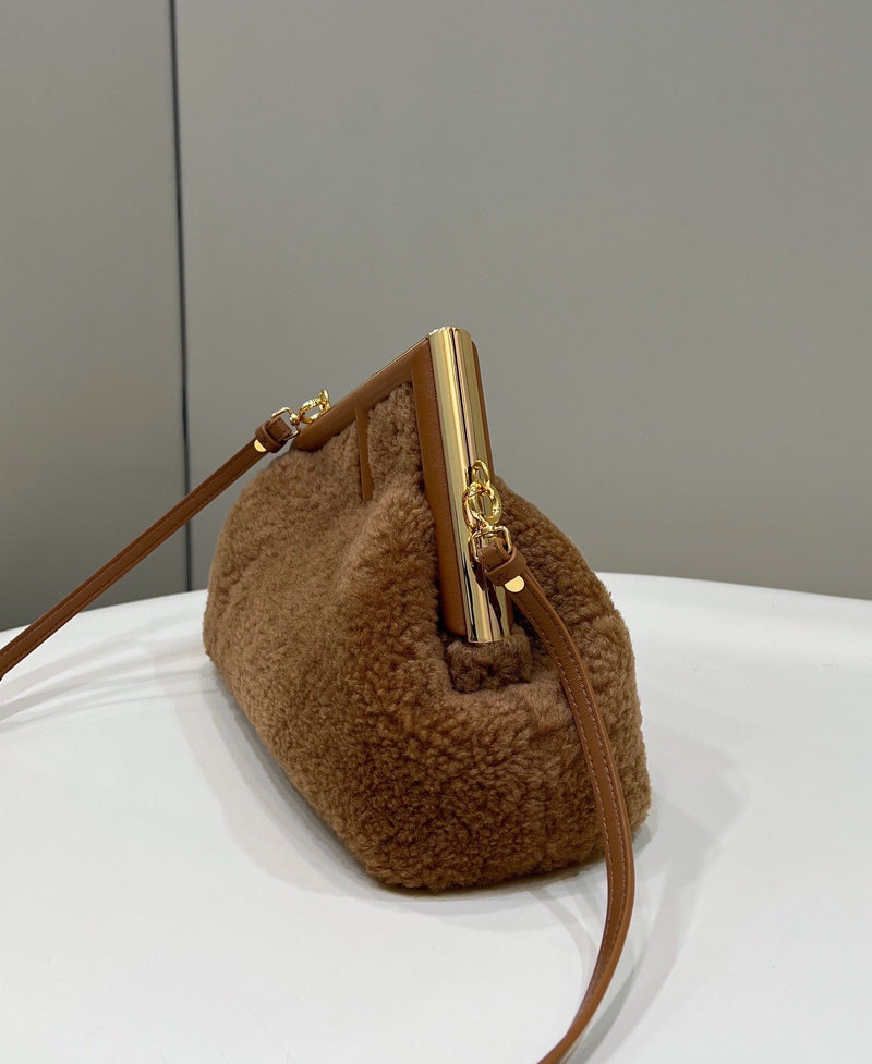 FI First Small Brown Mink Bag For Woman 26cm/10in