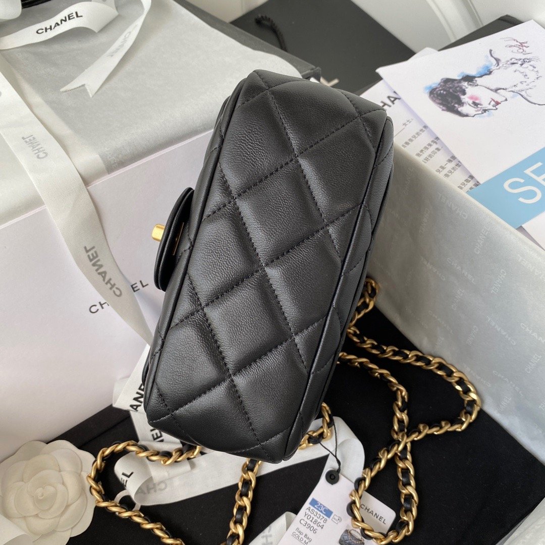 ChanelSmall Flap Bag Gold Hardware Black For Women, Women’s Handbags, Shoulder Bags 7.9in/20cm AS3450