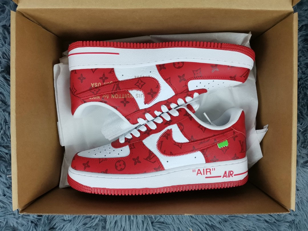  Nike Air Force 1 Low x Louis Vuitton Virgil Abloh &#8216;White Red&#8217; For Men LD 0242