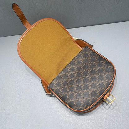 CE Large Strap Folco Bag In Triomphe Canvas Brown For Women 9in/22cm 196932BZJ.04LU
