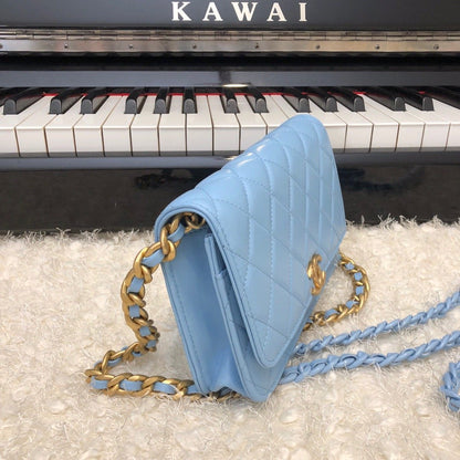 ChanelOriginal Small Classic Flap Bag Gold Hardware Blue For Women, Women’s Handbags, Shoulder Bags 7.5in/19cm AP33814