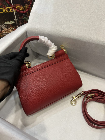 DG Small Sicily Bag In Dauphine Red For Women 7.5in/19cm DG