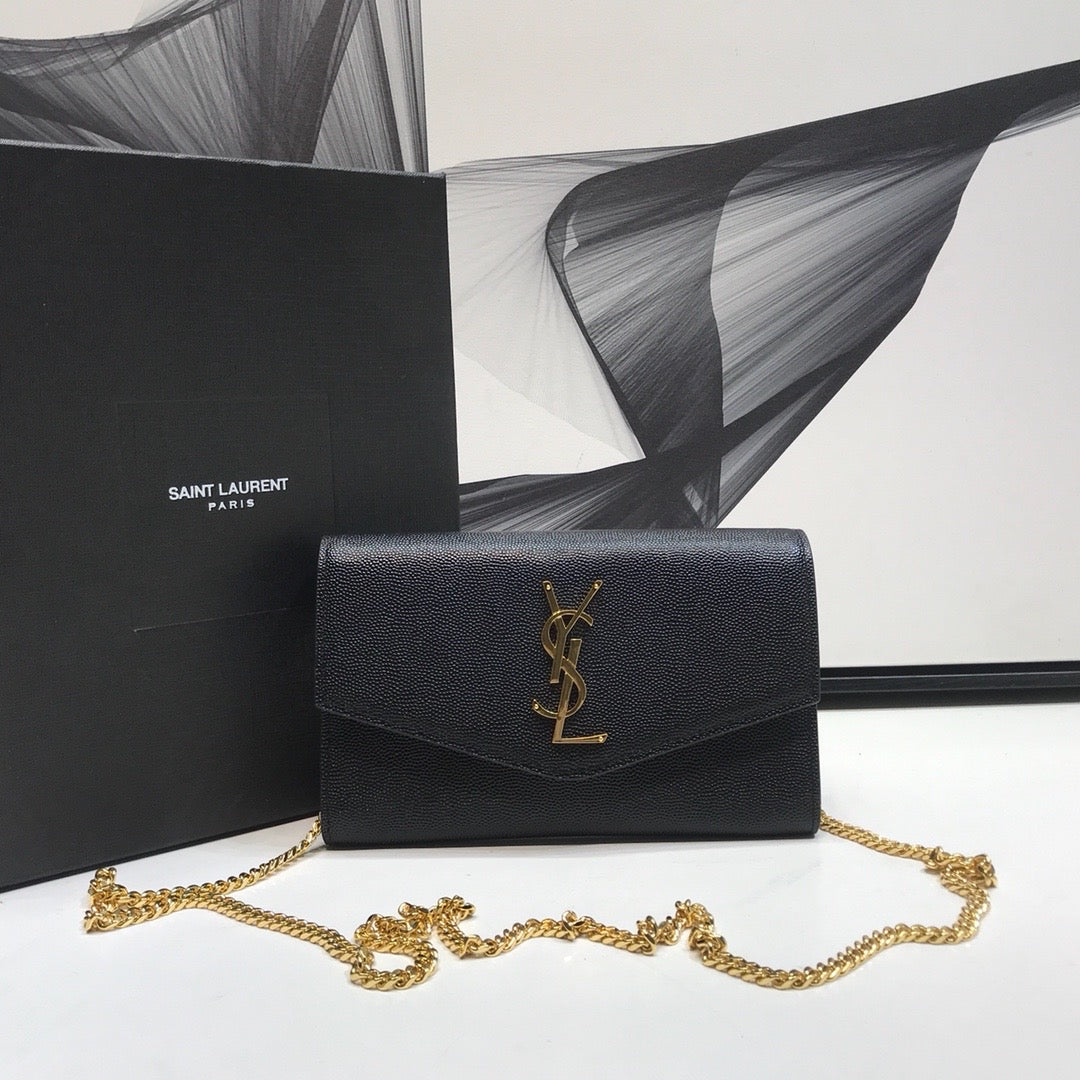 YSSL Uptown Chain Wallet Black For Women 7.4in/19cm YSL 6077881GF0J1000