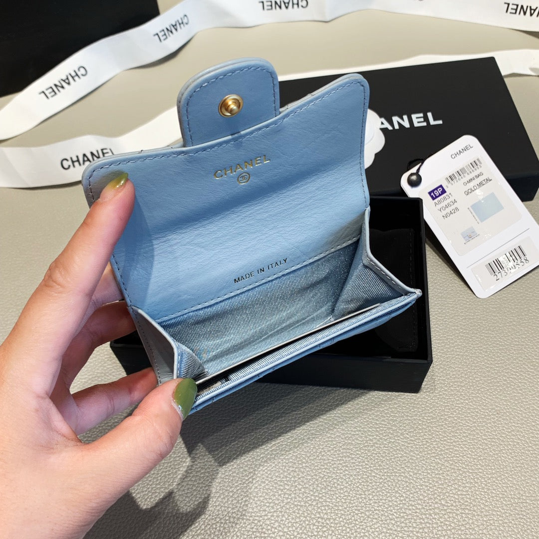 CHL 2.55 FLAP CARD HOLDER LIGHT BLUE WALLET
