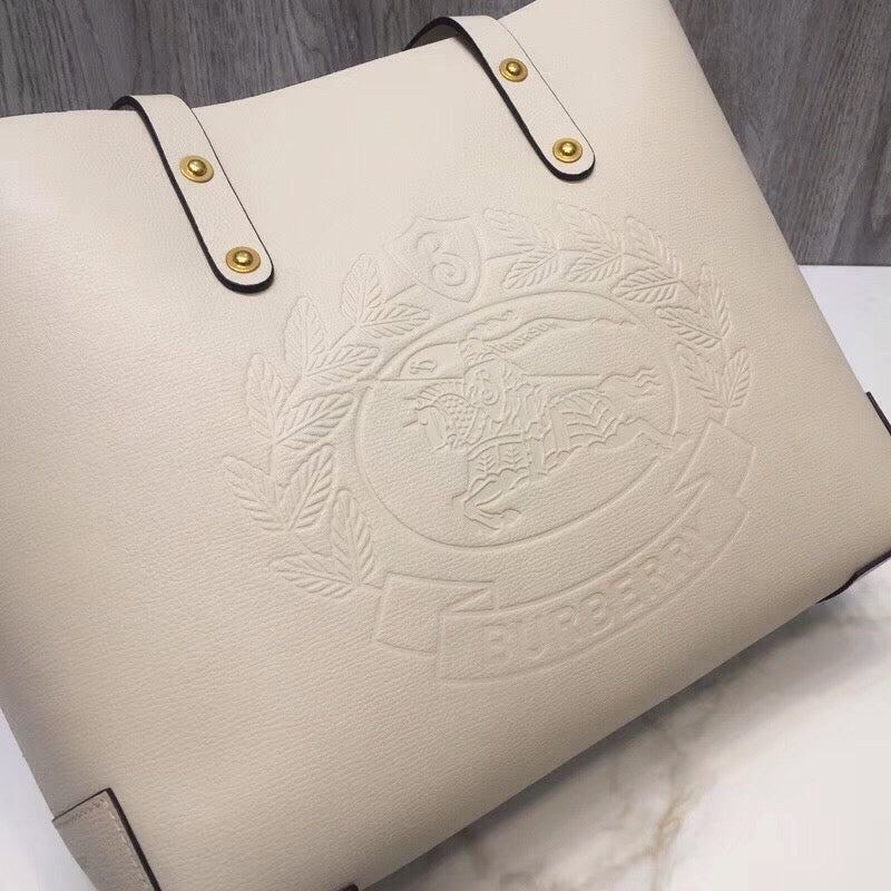 BB Small Embossed Crest Tote White For Women, Bags 13.8in/35cm