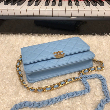 ChanelOriginal Small Classic Flap Bag Gold Hardware Blue For Women, Women’s Handbags, Shoulder Bags 7.5in/19cm AP33814