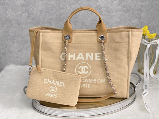 ChanelSmall Shopping Bag Silver Hardware Raffia For Women, Women’s Handbags, Shoulder Bags 15.2in/39cm AS3257