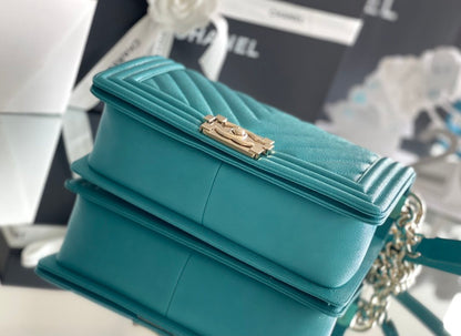 ChanelMedium Boy Handbag Blue For Women 9.8in/25cm A67086