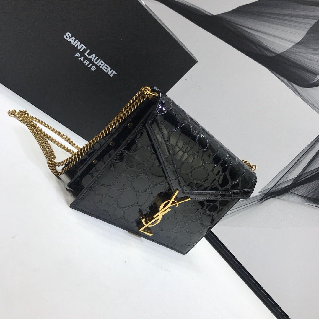 YSSL Cassandra Small Crossbody Bag With Stone Print Black For Women 7.4in/19cm YSL