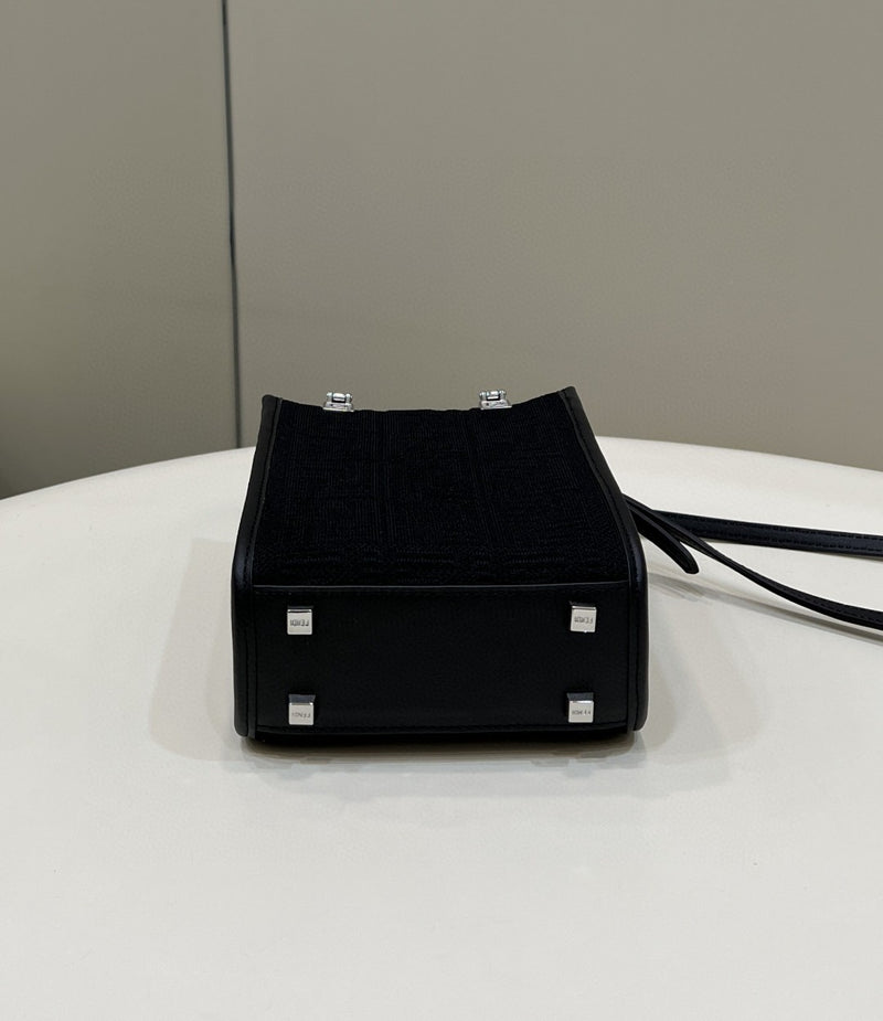 FI Mini Sunshine Shopper Black Bag For Woman 18cm/7in
