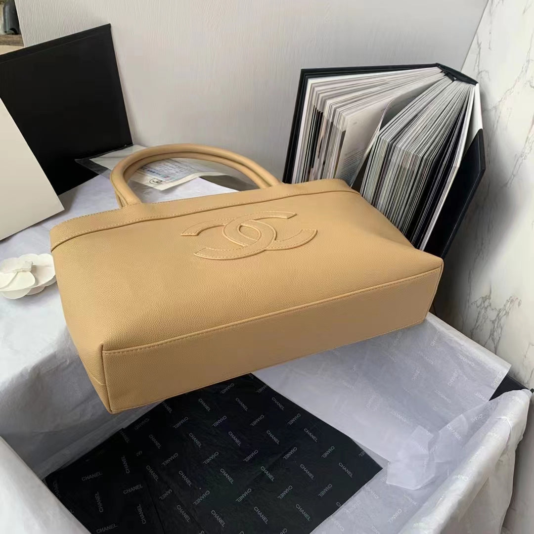 ChanelVintage ChanelOpen Tote Caviar East West Beige For Women, Women’s Bags 14.5in/36.9cm