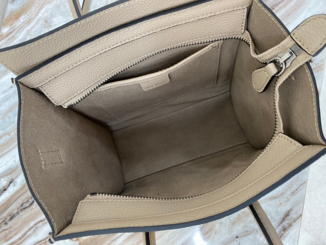 CE Nano LuGucciage Bag In Drummed Brown For Women 8in/20cm 
