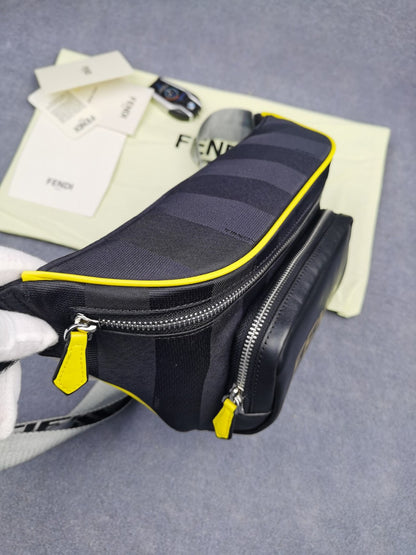 FI Little Monster Belt Bag Black/Yellow/Gray For Men, Men&#8217;s Bags 7.9in/20cm FF