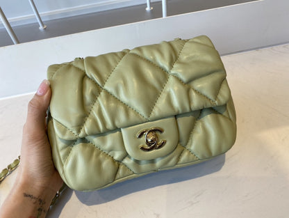 ChanelSmall Flap Bag Gold Hardware Green For Women, Women’s Handbags, Shoulder Bags 7.5in/19cm AS2232