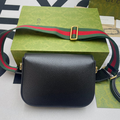 gg x Adidas Horsebit 1955 Mini Bag Black For Women, Women&#8217;s Bags 8.1in/21cm gg 658574 U3ZDG 8726