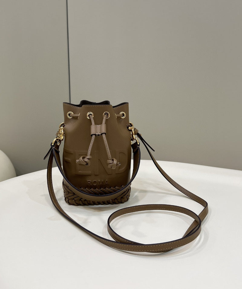 FI Mon Tresor Brown Mini-bag with stitching For Woman 18cm/7in