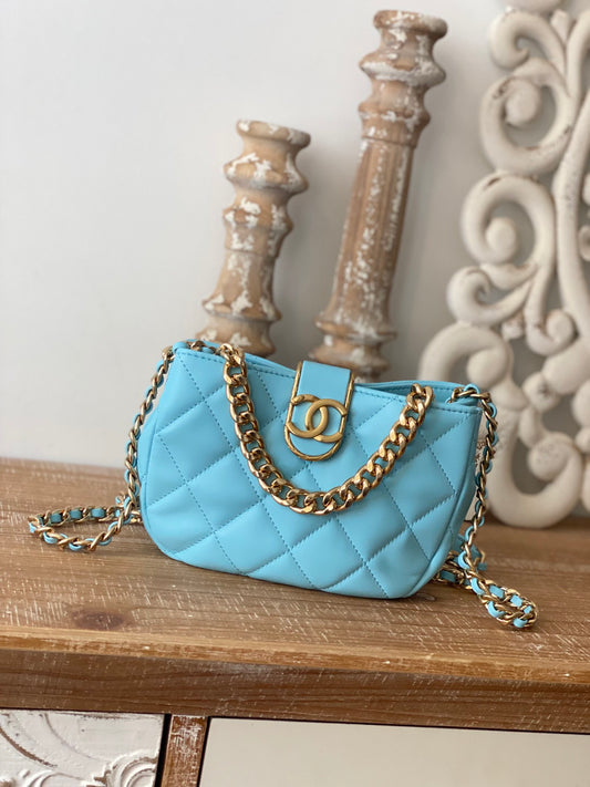 ChanelSmall Hobo Bag Gold Hardware Blue For Women, Women’s Handbags, Shoulder Bags 7.5in/19cm