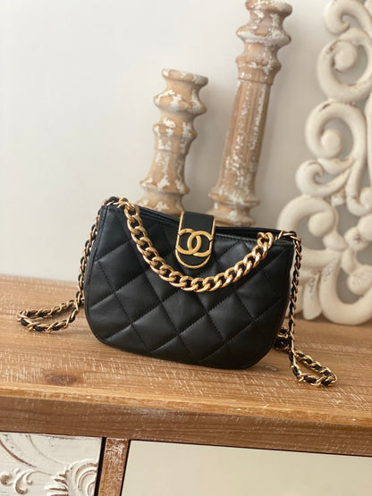 ChanelSmall Hobo Bag Gold Hardware Black For Women, Women’s Handbags, Shoulder Bags 7.5in/19cm