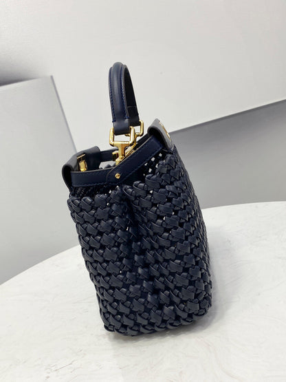 FI Peekaboo Mini Navy Blue Braided Bag For Woman 18cm/7in